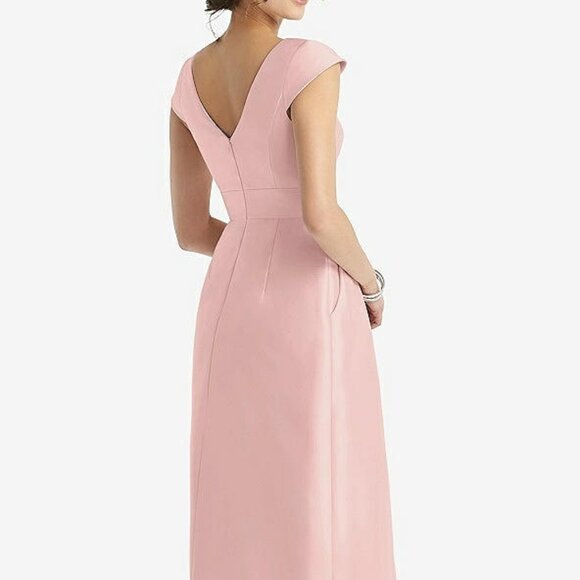 Alfred Sung 767...Cap Sleeve Pleated Skirt Dress with Pockets....Rose...Size 12 - Picture 3 of 10